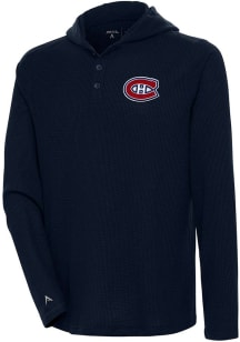 Antigua Montreal Canadiens Mens Navy Blue Strong Hold Long Sleeve Hoodie