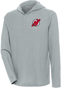Antigua New Jersey Devils Mens Grey Strong Hold Long Sleeve Hoodie