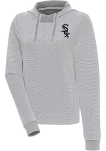 Antigua Chicago White Sox Womens Grey Axe Bunker Hooded Sweatshirt