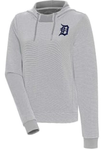 Antigua Detroit Tigers Womens Grey Axe Bunker Hooded Sweatshirt