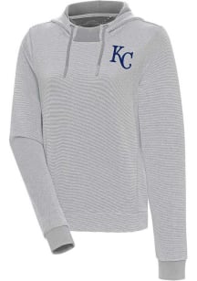 Antigua Kansas City Royals Womens Grey Axe Bunker Hooded Sweatshirt