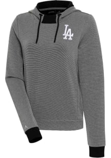 Antigua Los Angeles Dodgers Womens Black Axe Bunker Hooded Sweatshirt