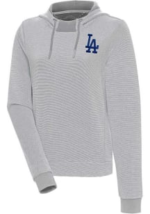 Antigua Los Angeles Dodgers Womens Grey Axe Bunker Hooded Sweatshirt