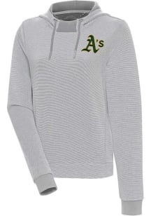 Antigua Oakland Athletics Womens Grey Axe Bunker Hooded Sweatshirt