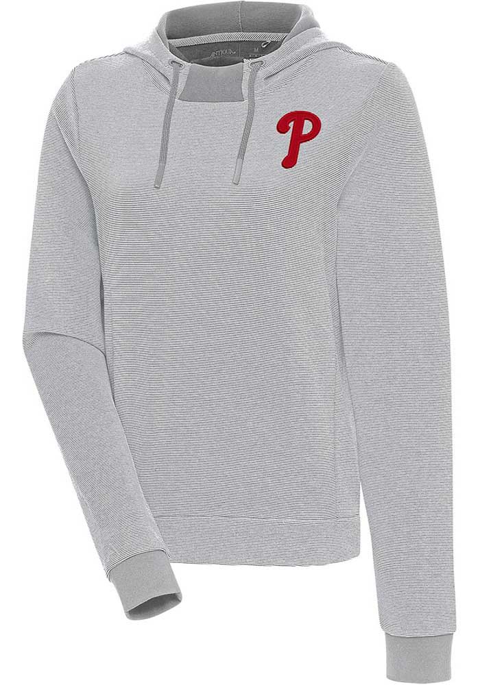 Antigua Philadelphia Phillies Women's Black Axe Bunker Hooded Sweatshirt, Black, 86% Cotton / 11% Polyester / 3% SPANDEX, Size XL, Rally House