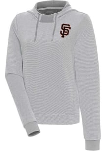 Antigua San Francisco Giants Womens Grey Axe Bunker Hooded Sweatshirt