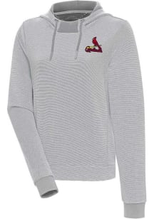 Antigua St Louis Cardinals Womens Grey Axe Bunker Hooded Sweatshirt