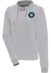 Antigua Charlotte FC Womens Grey Axe Bunker Hooded Sweatshirt