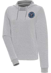 Antigua New York City FC Womens Grey Axe Bunker Hooded Sweatshirt