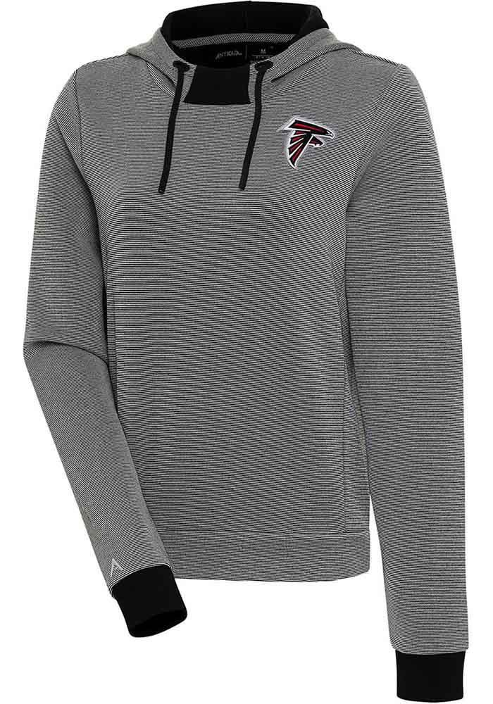 Antigua Atlanta Falcons Women's Black Axe Bunker Hooded Sweatshirt, Black, 86% Cotton / 11% Polyester / 3% SPANDEX, Size M, Rally House