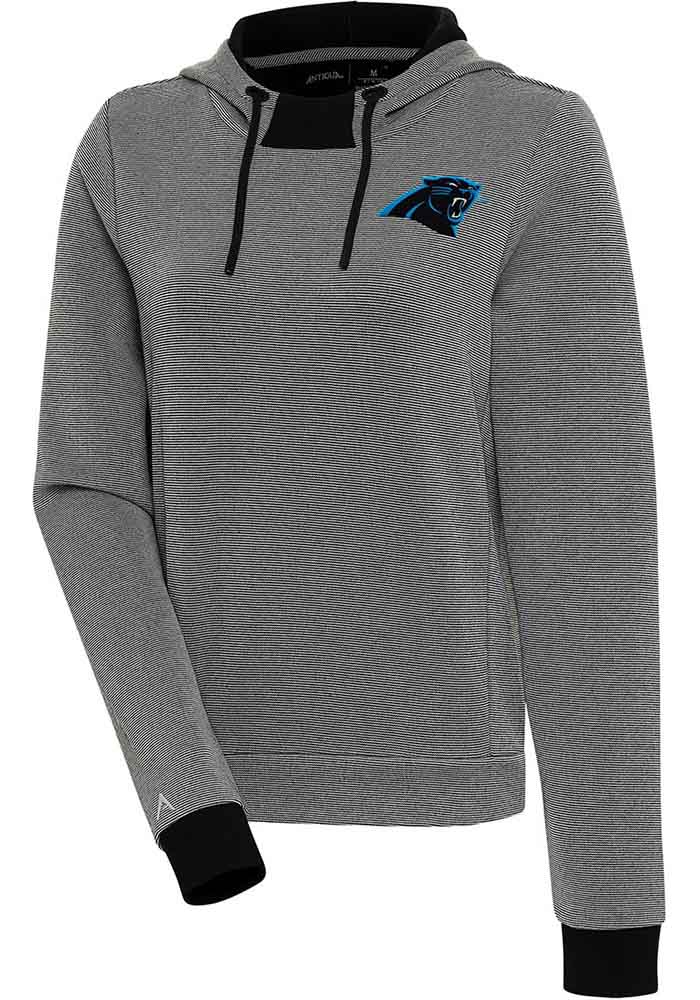 Antigua Carolina Panthers Black Axe Bunker Long Sleeve Hoodie, Black, 86% Cotton / 11% Polyester / 3% SPANDEX, Size XL, Rally House