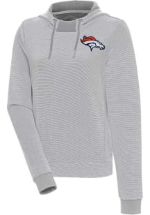 Antigua Denver Broncos Womens Grey Axe Bunker Hooded Sweatshirt