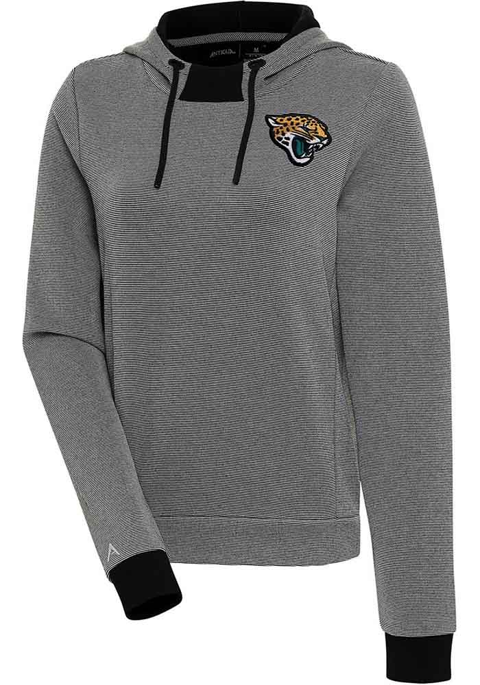 Antigua Jacksonville Jaguars Women's Grey Axe Bunker Hooded Sweatshirt, Grey, 86% Cotton / 11% Polyester / 3% SPANDEX, Size XL, Rally House