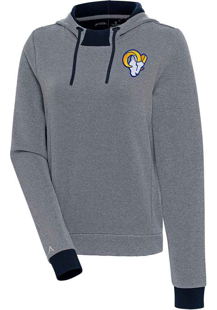 Antigua Los Angeles Rams Women's Grey Axe Bunker Hooded Sweatshirt, Grey, 86% Cotton / 11% Polyester / 3% SPANDEX, Size S, Rally House