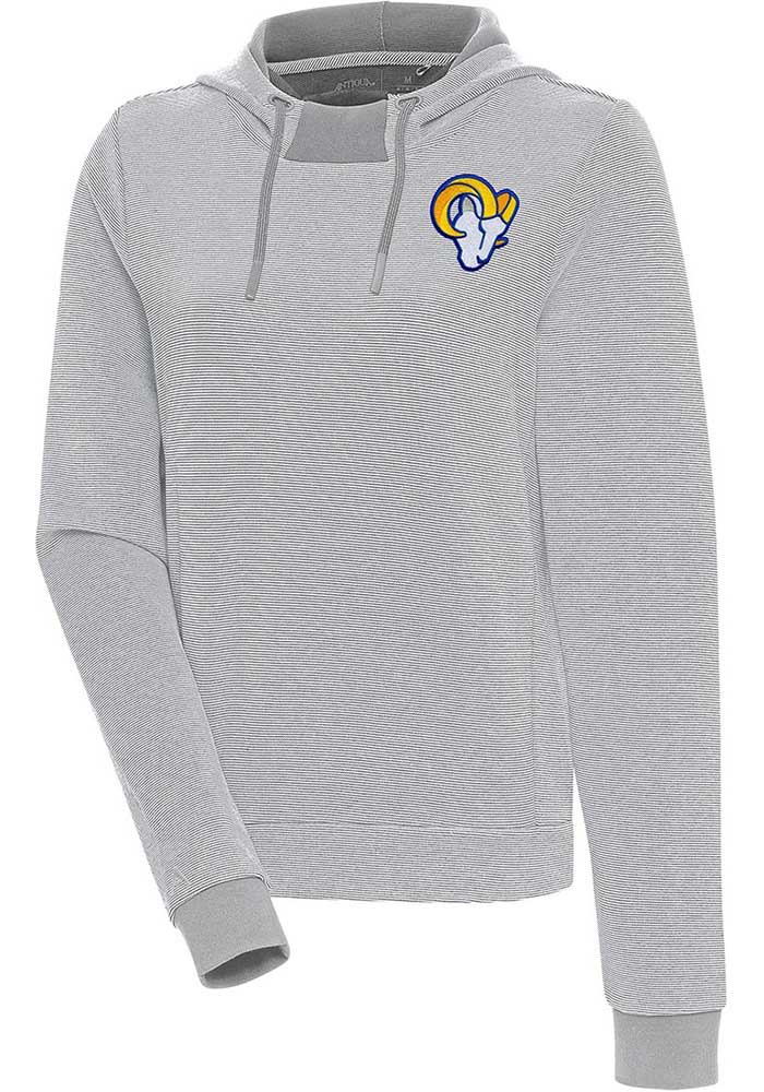 Antigua Los Angeles Rams Grey Axe Bunker Long Sleeve Hoodie, Grey, 86% Cotton / 11% Polyester / 3% SPANDEX, Size XL, Rally House