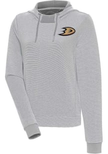 Antigua Anaheim Ducks Womens Grey Axe Bunker Hooded Sweatshirt