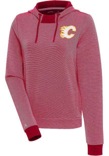 Antigua Calgary Flames Womens Red Axe Bunker Hooded Sweatshirt