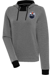 Antigua Edmonton Oilers Womens Black Axe Bunker Hooded Sweatshirt