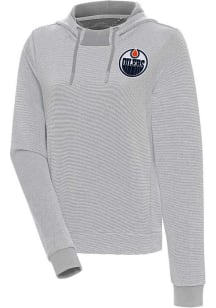 Antigua Edmonton Oilers Womens Grey Axe Bunker Hooded Sweatshirt