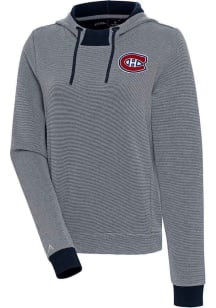 Antigua Montreal Canadiens Womens Navy Blue Axe Bunker Hooded Sweatshirt