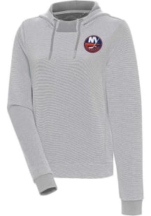 Antigua New York Islanders Womens Grey Axe Bunker Hooded Sweatshirt