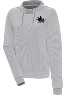 Antigua San Jose Sharks Womens Grey Axe Bunker Hooded Sweatshirt
