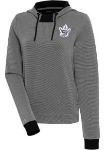 Antigua Toronto Maple Leafs Womens Black Axe Bunker Hooded Sweatshirt