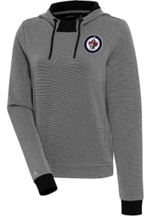 Antigua Winnipeg Jets Womens Black Axe Bunker Hooded Sweatshirt