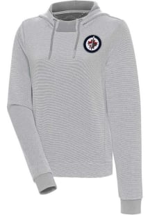 Antigua Winnipeg Jets Womens Grey Axe Bunker Hooded Sweatshirt