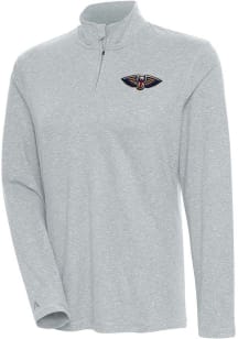 Antigua New Orleans Womens Grey Confront 1/4 Zip Pullover