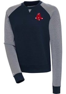 Antigua Boston Red Sox Womens Navy Blue Flier Bunker Crew Sweatshirt