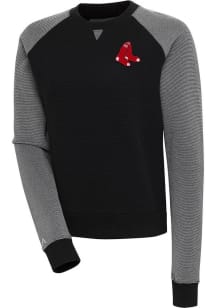 Antigua Boston Red Sox Womens Black Flier Bunker Crew Sweatshirt