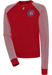 Antigua Chicago Cubs Womens Red Flier Bunker Crew Sweatshirt