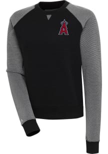 Antigua Los Angeles Angels Womens Black Flier Bunker Crew Sweatshirt