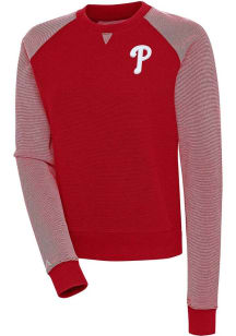 Antigua Philadelphia Phillies Womens Red Flier Bunker Crew Sweatshirt