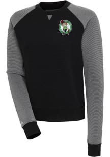 Antigua Boston Celtics Womens Black Flier Bunker Crew Sweatshirt