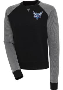 Antigua Charlotte Hornets Womens Black Flier Bunker Crew Sweatshirt