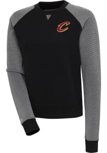 Antigua Cleveland Cavaliers Womens Black Flier Bunker Crew Sweatshirt