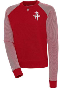 Antigua Houston Rockets Womens Red Flier Bunker Crew Sweatshirt