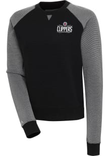 Antigua Los Angeles Clippers Womens Black Flier Bunker Crew Sweatshirt