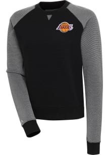 Antigua Los Angeles Lakers Womens Black Flier Bunker Crew Sweatshirt