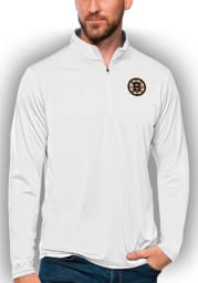 Antigua Boston Bruins Mens White Tribute Long Sleeve 1/4 Zip Pullover