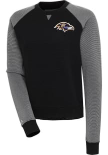 Antigua Baltimore Ravens Womens Black Flier Bunker Crew Sweatshirt