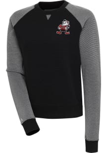 Antigua Cleveland Browns Womens Black Flier Bunker Crew Sweatshirt