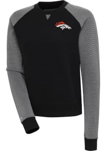 Antigua Denver Broncos Womens Black Flier Bunker Crew Sweatshirt
