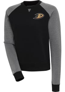 Antigua Anaheim Ducks Womens Black Flier Bunker Crew Sweatshirt