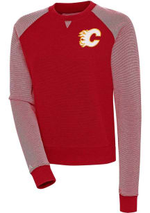 Antigua Calgary Flames Womens Red Flier Bunker Crew Sweatshirt