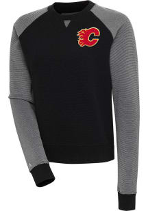 Antigua Calgary Flames Womens Black Flier Bunker Crew Sweatshirt