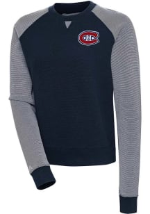 Antigua Montreal Canadiens Womens Navy Blue Flier Bunker Crew Sweatshirt