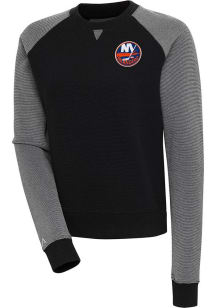 Antigua New York Islanders Womens Black Flier Bunker Crew Sweatshirt